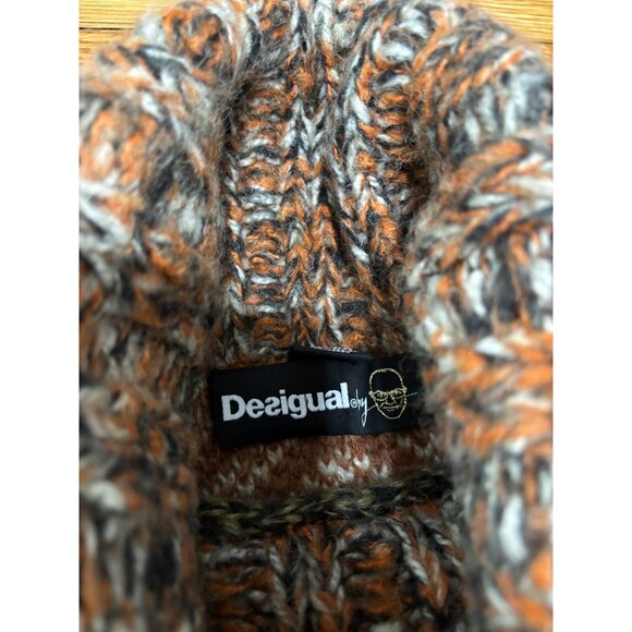 Desigual Womens Sweater Size Medium Orange Wool Mohair Cowl Neck Pullover - Picture 4 of 7